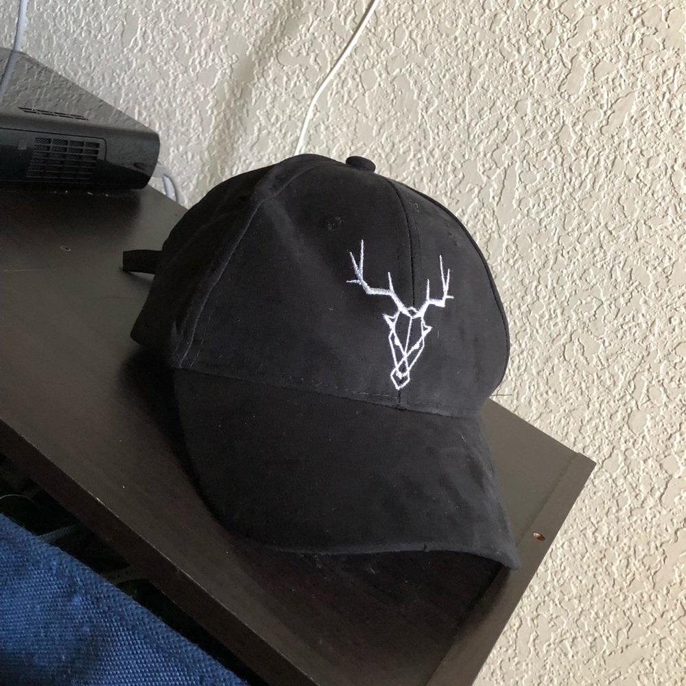 Elk Head Faux Suede Baseball Hat- Black from Zaful